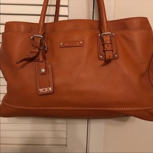 - Tumi leather premier large handbag